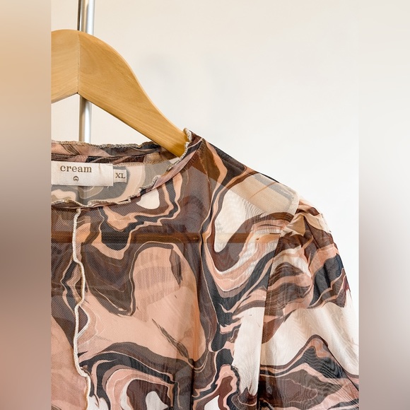 🥛Cream - NWOT🥛 Sheer Marbled Top / Size XL - Picture 2 of 3